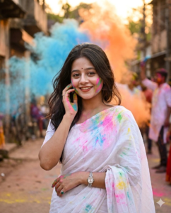 Holi AI Prompts for Beautiful Solo Women